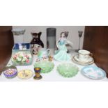 SECTION 7. A mixed assortment of ceramics and glass to include a Coalport dancing lady, studio