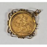 A 1896 gold sovereign, Victoria, loose 9ct pendant mount