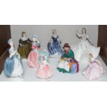 SECTION 1. Seven assorted Royal Doulton ceramic figural ladies including 'Silks and Ribbons HN2017',