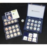 A collection of 35x Westminster commemorative gold-plated and enamelled Cu-nickel coins comprising