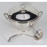 A military silver-plated tureen and ladle.