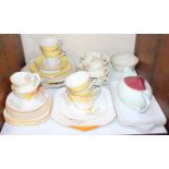 SECTION 30. A collection of assorted ceramic tea wares including a Palissy Art Deco part set, a