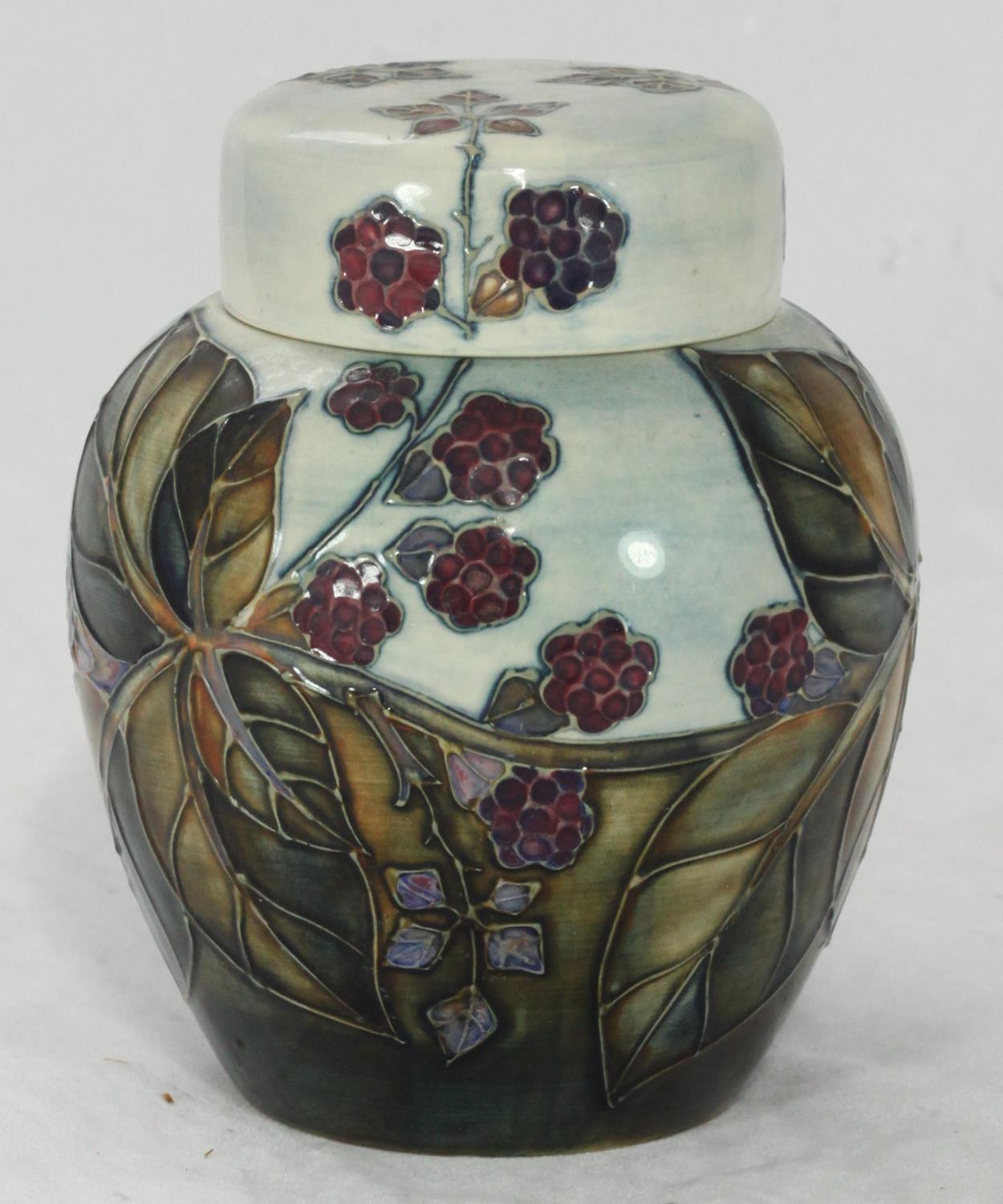 A Moorcroft pottery ginger jar and cover in the 'Bramble' pattern designed by Sally Tuffin, the base - Image 3 of 3