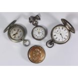 A .935 grade silver half-hunter pocket watch, together with a ladies .935 grade silver open-faced
