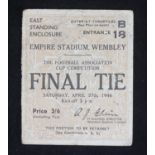 An FA Cup Final Ticket Charlton v Derby County, April 27th, 1946, fair condition