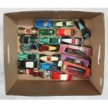 A collection of 21 assorted die cast Lesney and Matchbox model sports cars, predominantly loose,