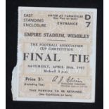 An FA Cup Final Ticket Charlton v Burnley, April 26th, 1947, Price 3/-, good condition