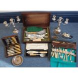 A quantity of assorted silver-plated items comprising assorted flatware, a cased set of silver-