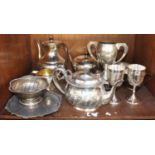 SECTION 49. A quantity of silver-plated wares including a trophy, a coffee pot and goblets etc.