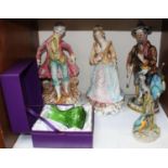 SECTION 15. Three Capo-di-Monte porcelain figures, a William Yeoward green vase (boxed), and a