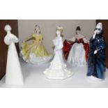 A collection of four assorted Royal Doulton ladies including 'Peace HN2470' and 'Masque HN2554' etc.