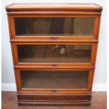 A Globe-Wernicke 'style' three-section glazed oak bookcase, 87cm wide