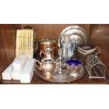 SECTION 53. A quantity of silver-plated wares including a toast rack, trays and knives etc.