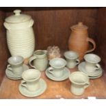 SECTION 39. A small collection of Leach, St Ives pottery, comprising a 13-piece tea set, a jug, a