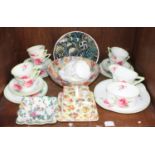 SECTION 42. Royal Daulton ''June'' tea set. Royal Winton ''Evesham'' Pair of Coalport cups & saucers