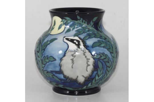 A Moorcroft pottery vase in the 'Moonlight Badger' pattern designed by Vicki Lovatt, of compressed - Image 1 of 4