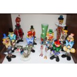 SECTION 3. Eleven various Murano glass clowns, together with two small clowns and a cat