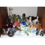 SECTION 23. A collection of assorted glass and ceramic ducks and geese including examples by Lladro,