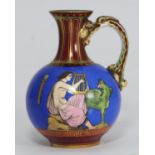 A 19th Century porcelain small vase in the Greek Revival style, decorated in polychrome enamels