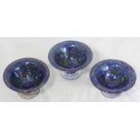 Three assorted boxed commemorative Isle of Wight glass bowls on circular bases