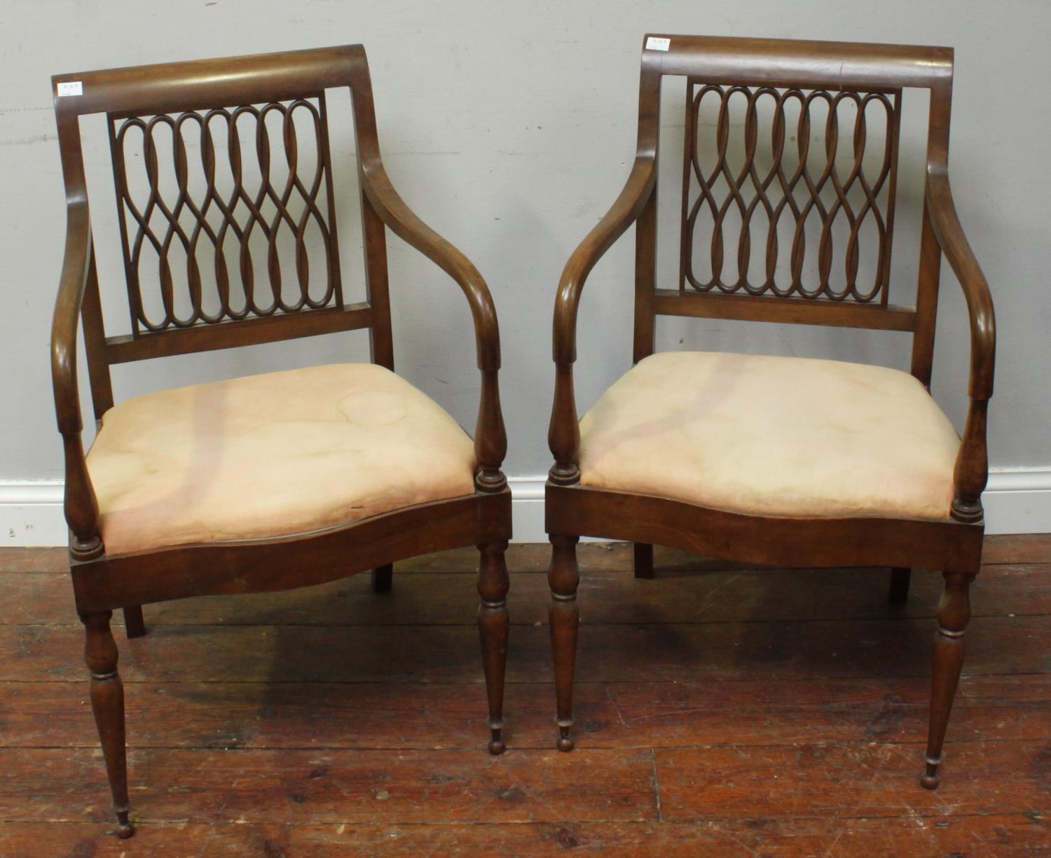 A late 19th / early 20th stained walnut nine-piece parlour suite, comprising three-seat sofa, six - Image 2 of 4