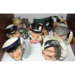 SECTION 19. Eight various large Royal Doulton character jugs including Capt Ahab, Capt Henry Morgan,