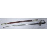 An 1822 Pattern Queen Victoria Light Infantry Officers Sword, 33" slightly curved blade with three-