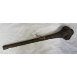 A Fijian intricately carved Ula or throwing club, the lobed head with leaf carved points, tapering