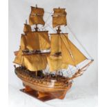 A scratch built model of the 18th century 24-gun Porcupine-class sixth-rate post ship, HMS