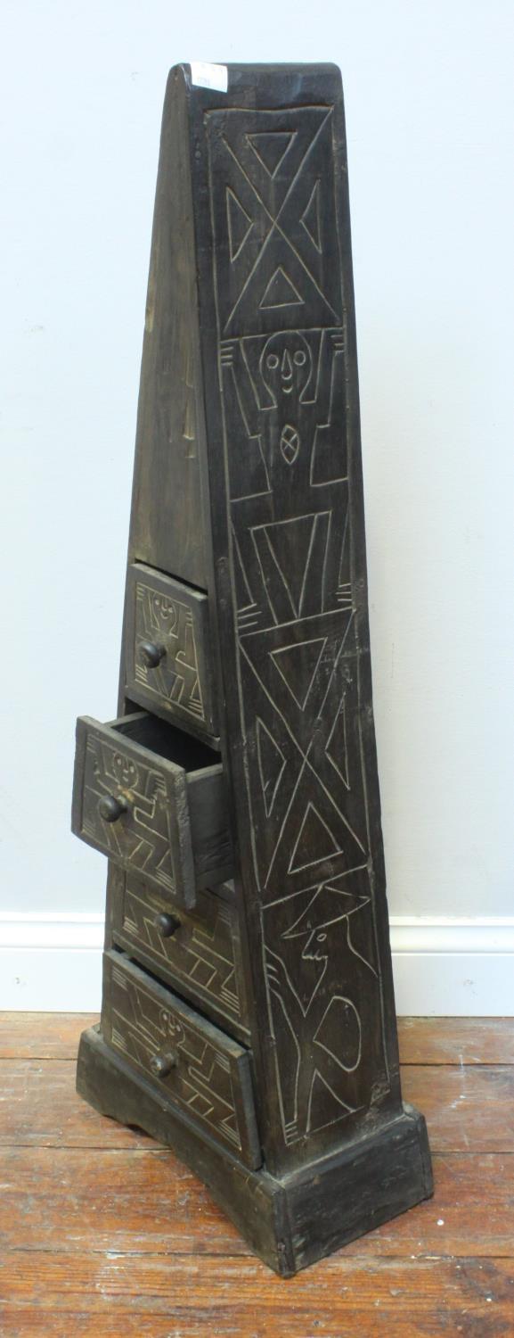A painted wooden and metal-bound travelling trunk, twin metal handles, painted initials to the cover
