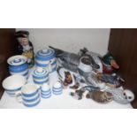 SECTION 8. A quantity of blue and white striped Cornishware, mostly by TG Green, including salt &