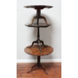 Three various 19th century stained oak circular tripod tables