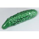 A 19th century pottery flask modelled as a cucumber, 18cm long