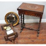 An early 20th century walnut folding card table with shaped rim, single drawer, raised on four