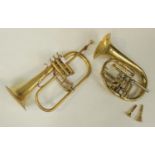 A cased Kuhlohorn by Aug Clemens Glier and two mouthpieces, together with a Flugelhorn