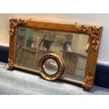 A Victorian giltwood rectangular overmantel mirror, with acanthus-capped corners, 110x65cm, together