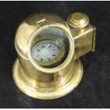 A brass Binnacle by C. Plath, Hamburg, Germany, white dial, raised on gimble, domed cover with