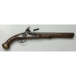 An 18th century Officer's Heavy Dragoon flint-lock pistol, lock plate engraved ?Shepherd,? 11.75"