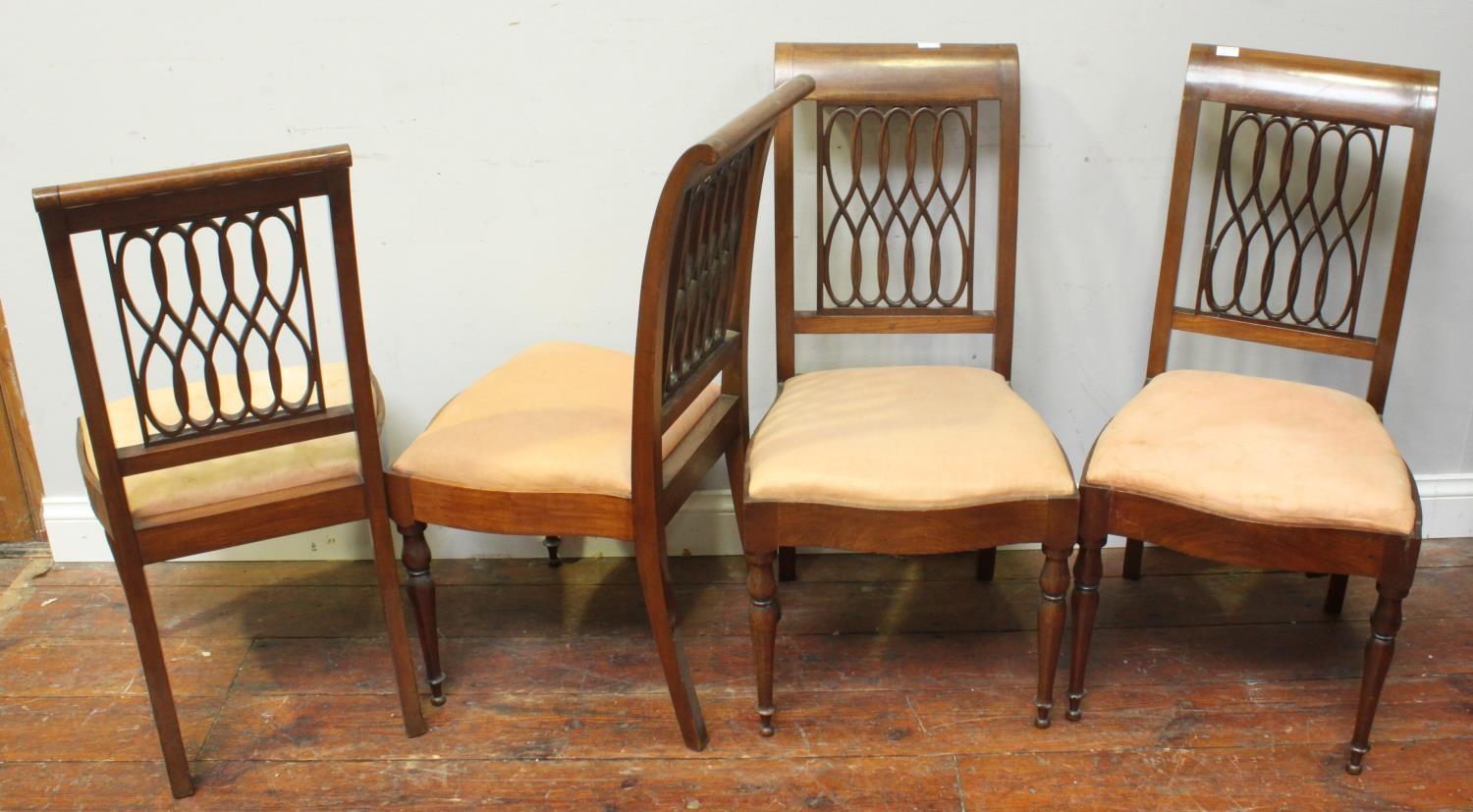 A late 19th / early 20th stained walnut nine-piece parlour suite, comprising three-seat sofa, six - Image 4 of 4