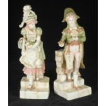 A pair of Ernst Bohne and Sohne porcelain figures of a finely dressed gentleman, and a lady