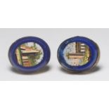 A pair of 9ct gold Victorian micro-mosaic stud earrings