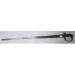 A c.1820 Naval Warrant Officer's Sword, with 32" full-length fullered blade, brass langets with