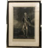 A 19th century mezzotint of Admiral Lord Nelson After Hoppner, engraved by C. Turner, 60x40cm,