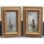 William Delmar (1823-1856) sailing scenes, oil on board, a pair, signed lower right 'V Delmar', in