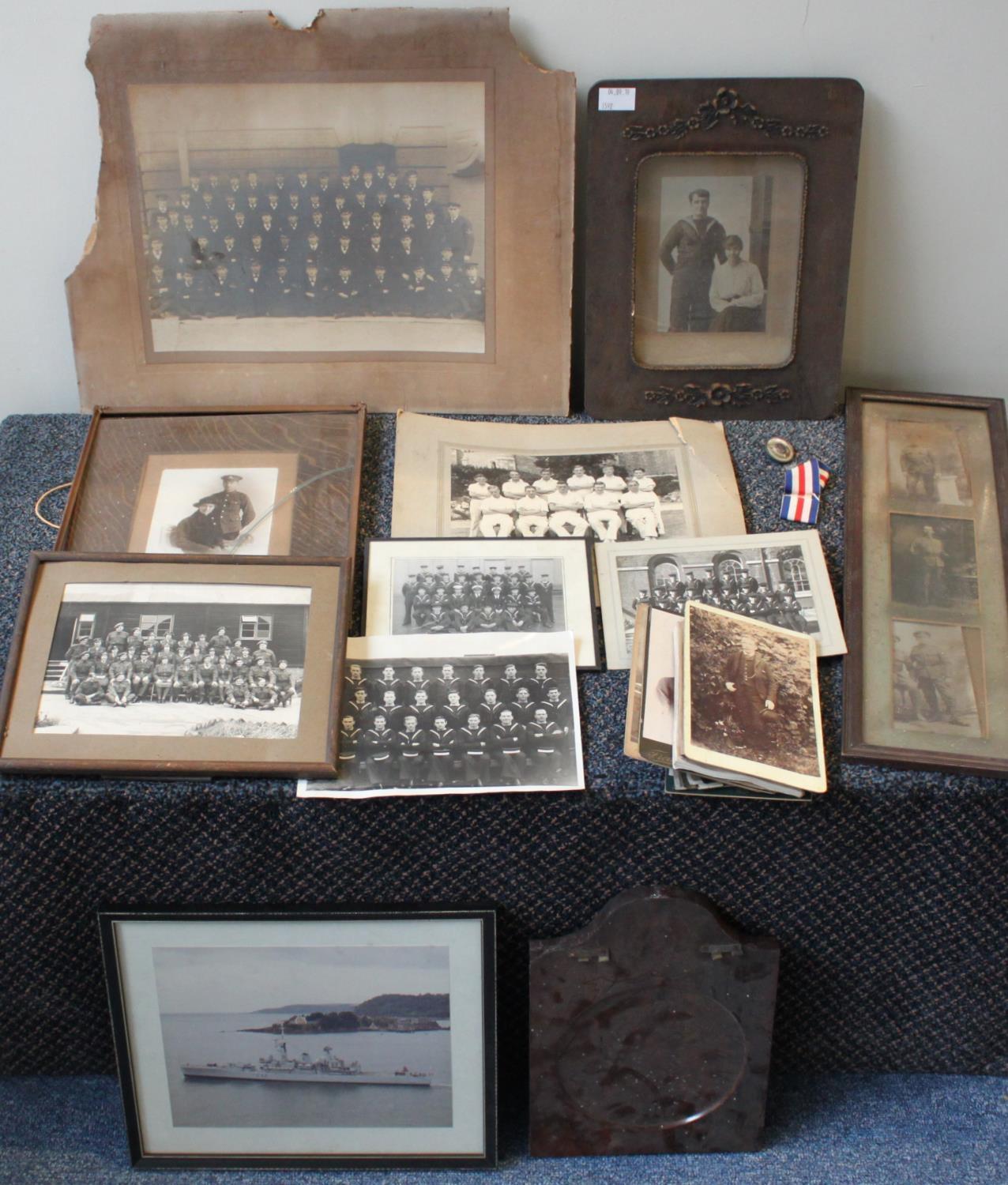 A collection of monochrome photographs, military/navy, WW1, WW2 and later,