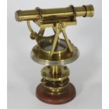 A 19th century small brass Theodolite with compass in base, signed Bate, London, in original