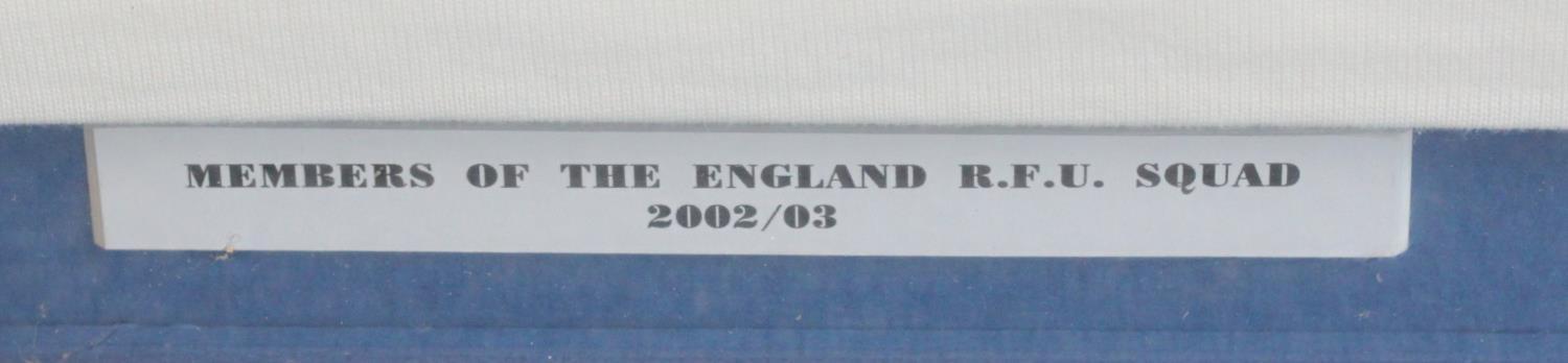 A framed 2002-2003 England rugby shirt signed by 25 members of the squad including Danny Grewcock, - Image 3 of 3