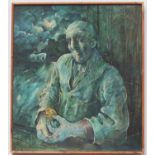 Tim Sainsbury (Contemporary) 'Horse Magic', half-length portrait study of a seated man holding a