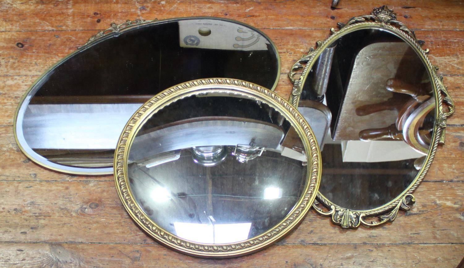 Three various gilt framed mirrors, the largest 67cm wide (3)