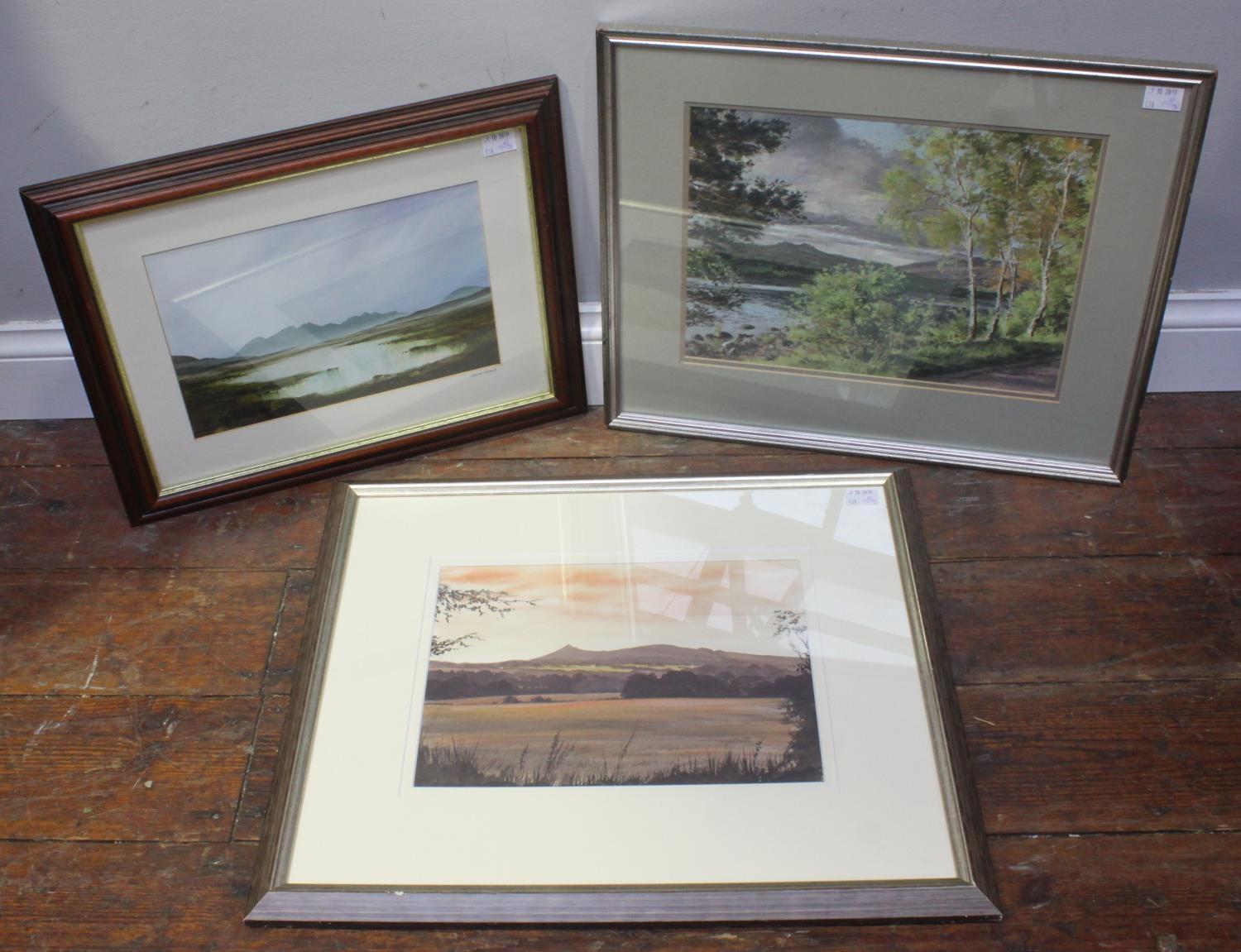 Three various Scottish watercolour landscape studies, by Richard Alred, Leslie Lamb and Graham